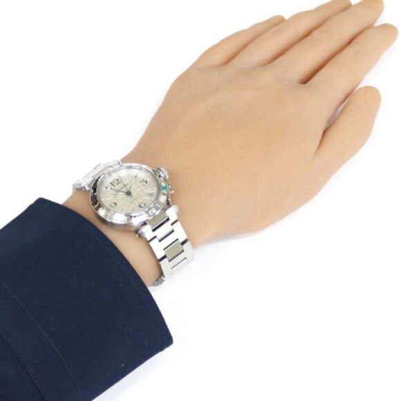 AUTHENTIC Cartier Pasha C Automatic GMT 2377 Steel Watch - Picture 4 of 10